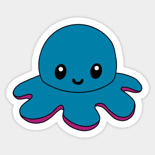 Dark Blue Happy Octopus Sticker